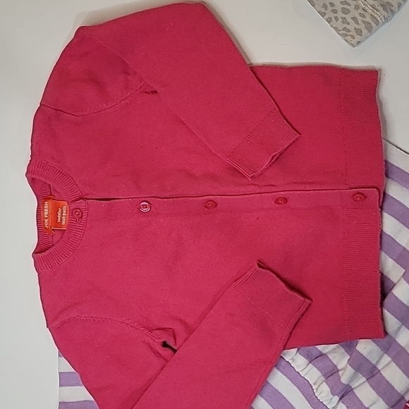5/$30 ROCOCO Knit Heart Dress+ JOE FRESH cardigan + CARTER'S Striped Bod… - Picture 2 of 5